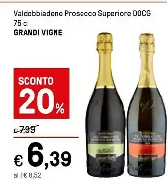 Iper La Grande Grandi Vigne Valdobbiadene Prosecco Superiore DOCG 750 Ml offerta