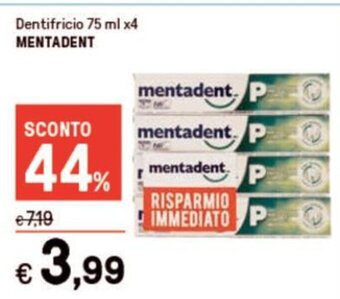 Iper La Grande Dentifricio 75 ml x4 MENTADENT offerta