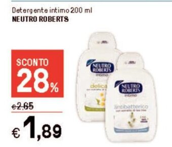 Iper La Grande Detergente intimo 200 ml NEUTRO ROBERTS offerta