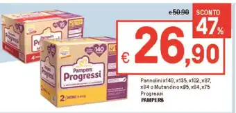 Iper La Grande Pannolinix140, x135, x102,x87, x84 o Mutandino x95, x84,x75 Progressi PAMPERS offerta