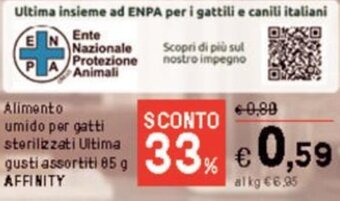 Iper La Grande Alimento umido per gatti sterilizzati Ultima gusti assortiti 85 g AFFINITY offerta