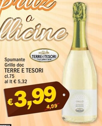 Ard Discount Spumante Grillo doc TERRE E TESORI cl.75 offerta