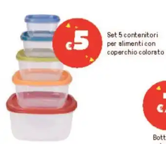 Iper La Grande Set 5 contenitori per alimenti con coperchio colorato offerta