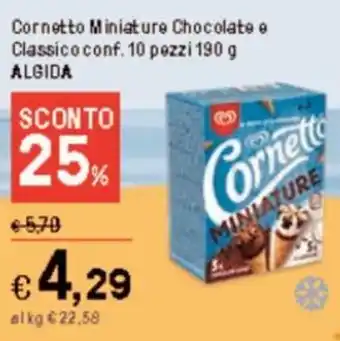 Iper La Grande Cornetto Miniature Chocolate e Classico conf. 10 pezzi 190 g ALGIDA offerta