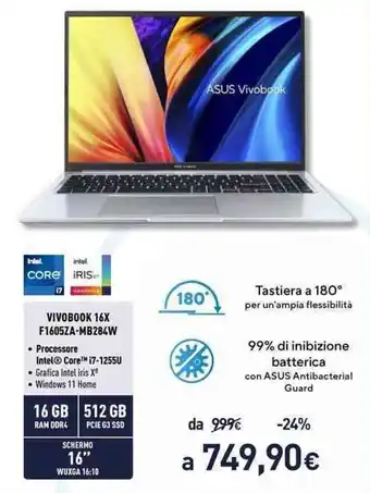 Unieuro VIVOBOOK 16X F1605ZA-MB284W offerta