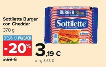 Carrefour Sottilette Burger con Cheddar 370 g offerta