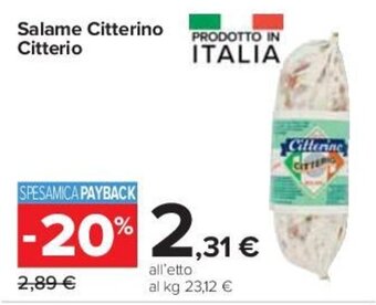 Carrefour Salame Citterino Citterio offerta