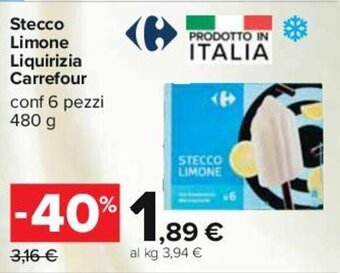 Stecco Limone Liquirizia Carrefour conf 6 pezzi 480 g