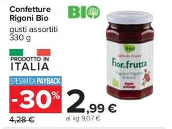 Carrefour Confetture Rigoni Bio gusti assortiti 330 g offerta
