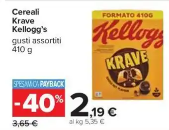 Carrefour Cereali Krave Kellogg's gusti assortiti 410g offerta
