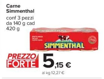 Carrefour Carne Simmenthal conf 3 pezzi da 140 g cad 420 g offerta