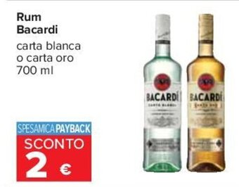 Carrefour Rum Bacardi carta blanca o carta oro 700 ml offerta
