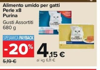 Carrefour Alimento umido per gatti Perle x8 Purina Gusti Assortiti 680 g offerta
