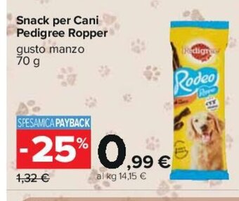 Carrefour Snack per Cani Pedigree Ropper gusto manzo 70 g offerta
