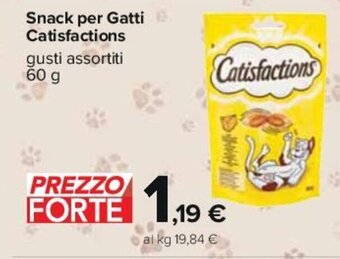 Carrefour Snack per Gatti Catisfactions gusti assortiti 60 g offerta