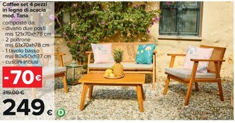 Carrefour Coffee set 4 pezzi in legno di acacia mod. Tana offerta