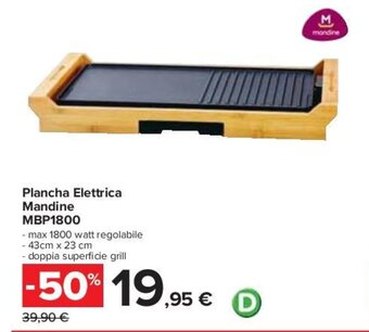 Carrefour Plancha Elettrica Mandine MBP1800 offerta