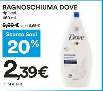 Coop Dove Bagnoschiuma offerta