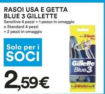 Coop Gillette Rasoi Usa E Getta Blue 3 offerta