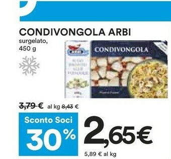 Coop Arbi - Condivongola Sugo Pronto Alle Vongole 450 G(ml) offerta