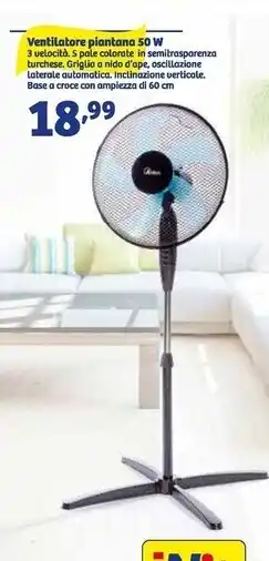 In'S Mercato Ventilatore piantana 50 w offerta