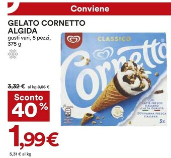Coop Algida Cornetto Classico Con Latte Fresco Italiano Di Alta Qualità 75 G 375 G(ml) offerta