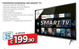 Famila Thomson 32HE5606 TV 80 Cm (31.5") HD Smart TV Wi-Fi Nero offerta