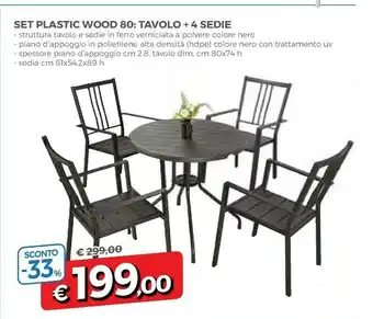 Set Plastic Wood 80: Tavolo + 4 Sedie