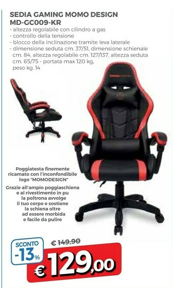 Momo design MD-GC009-KR Sedia Gaming