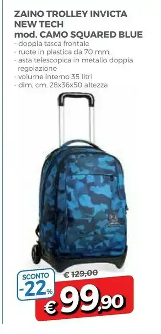 Famila Invicta New Tech Zaino Trolley Mod. Camo Squared Blue offerta