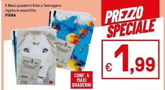 Iper La Grande Pigna 5 Maxi Quaderni Kids O Teenagers Rigature Assortite offerta