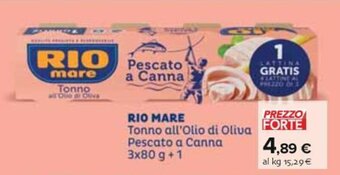 Carrefour RIO MARE Tonno all'Olio di Oliva Pescato a Canna 3x80 g + 1 offerta