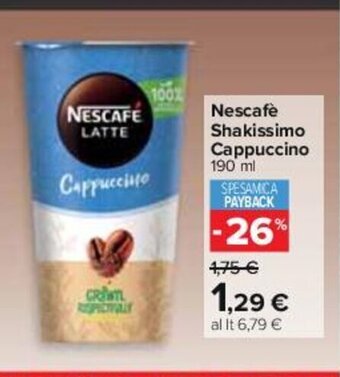 Carrefour Nescafe Shakissimo Cappuccino 190 ml offerta
