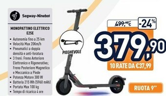Unieuro Ninebot by segway KickScooter E25E offerta