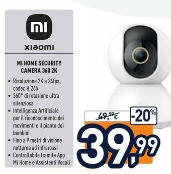 Unieuro Xiaomi Mi Home Security Camera 360 2K offerta