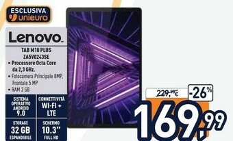 Unieuro Lenovo Tab M10 FHD Plus 32 GB 26,2 Cm (10.3") Mediatek 2 GB Wi-Fi 5 (802.11ac) Grigio offerta