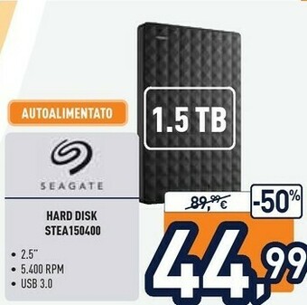 Unieuro Seagate Expansion STEA1500400 Disco Rigido Esterno 1500 GB Nero offerta