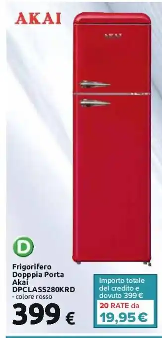 Carrefour Frigorifero Dopppia Porta Akai DPCLASS280KRD - colore rosso offerta