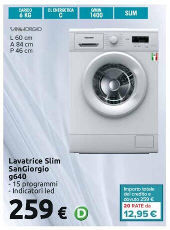 Carrefour Lavatrice Slim San Giorgio g640 offerta
