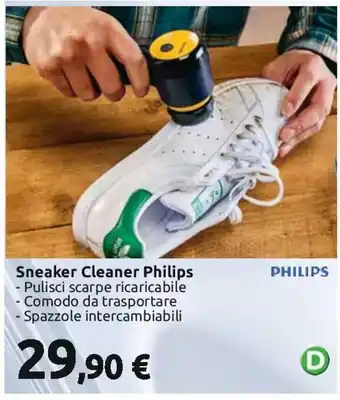 Carrefour Sneaker Cleaner Philips - Pulisci scarpe ricaricabile - Comodo da trasportare Spazzole intercambiabili offerta
