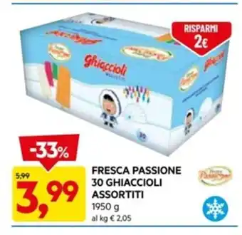 DPiù FRESCA PASSIONE 30 GHIACCIOLI ASSORTITI 1950g offerta