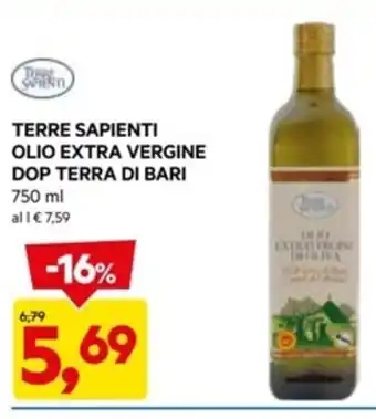 DPiù TERRE SAPIENTI OLIO EXTRA VERGINE DOP TERRA DI BARI 750ml offerta