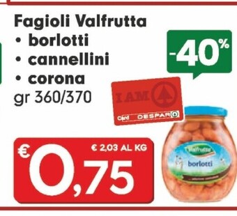 Despar Valfrutta fagioli borlotti offerta