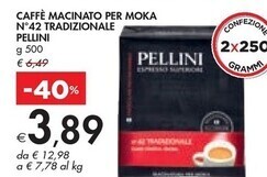 Bennet Pellini caffè macinato per moka n°42 tradizionale offerta