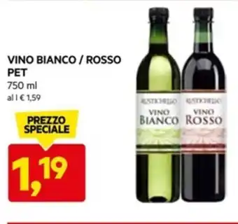 DPiù VINO BIANCO / ROSSO PET 750 ml offerta