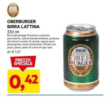DPiù OBERBURGER BIRRA LATTINA 330 ml offerta