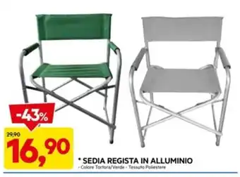 DPiù *SEDIA REGISTA IN ALLUMINIO -Colore Tortora/Verde - Tessuto Poliestere offerta