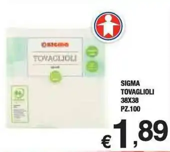 Orizzonte Supermercati SIGMA TOVAGLIOLI 38X38 PZ.100 offerta