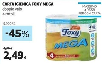 Coop Foxy carta igienica mega offerta