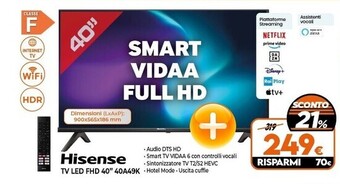 Expert Hisense tv led fhd 40'' 40a49k offerta